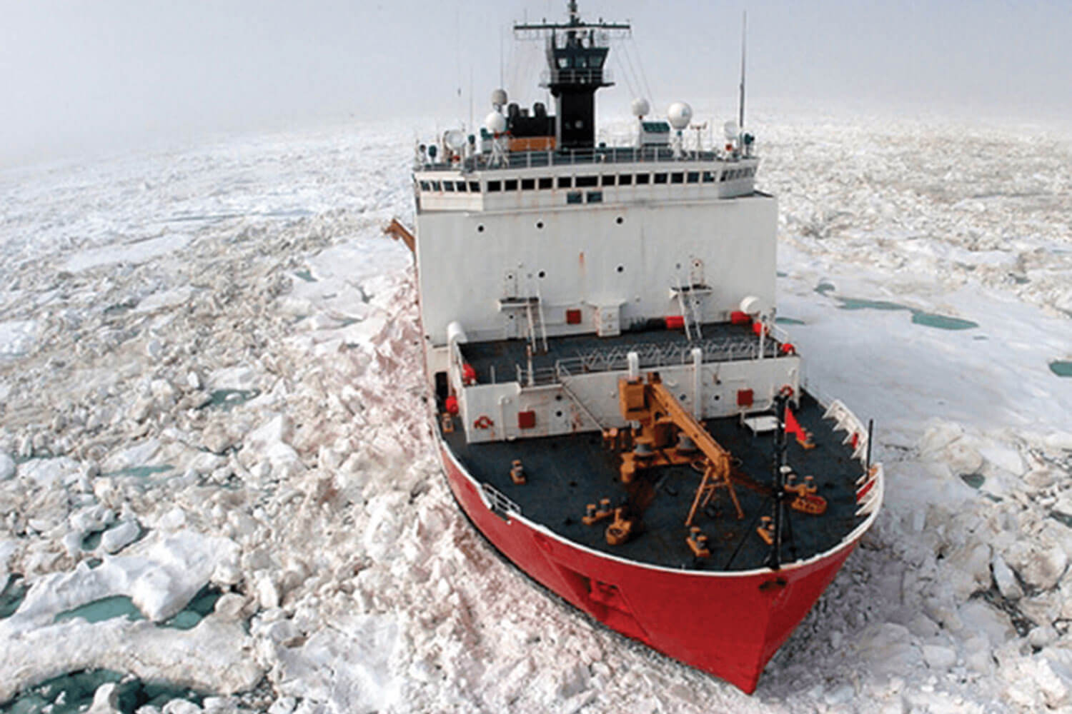 Canadian Coast guard Ice breaker ship navigating and using GPS repeaters for their exact location