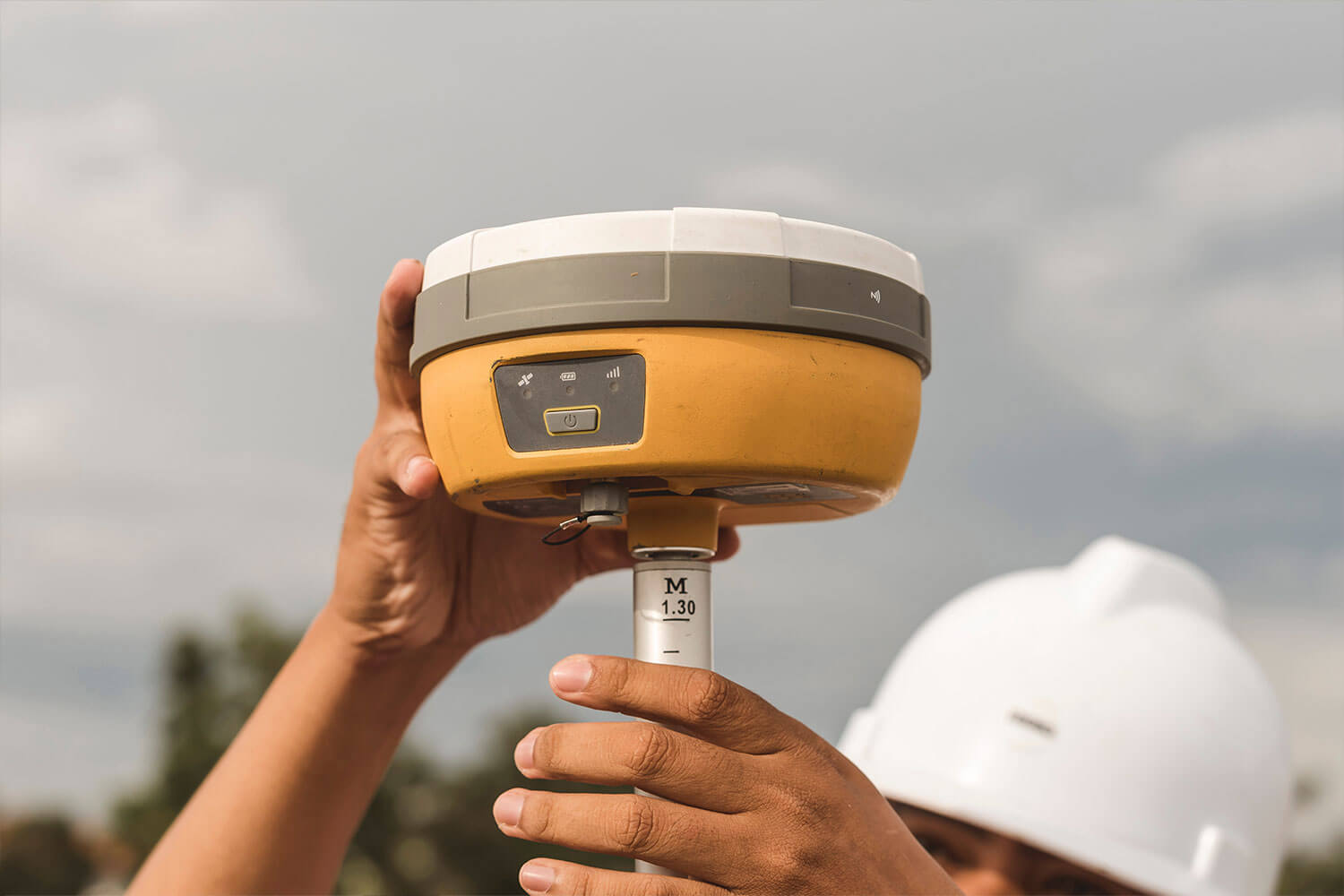 A Construction worker using an RTK GPS/GNSS